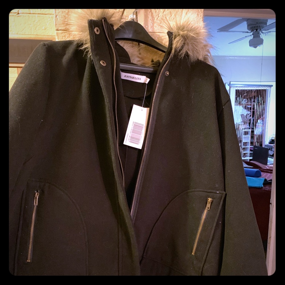 Black Midi Trench Coat W Removable Hood